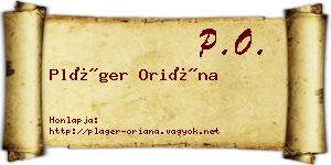 Pláger Oriána névjegykártya